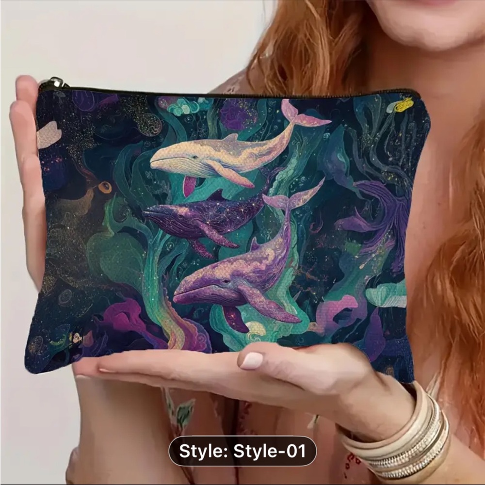 Whale Print Clutch Bag